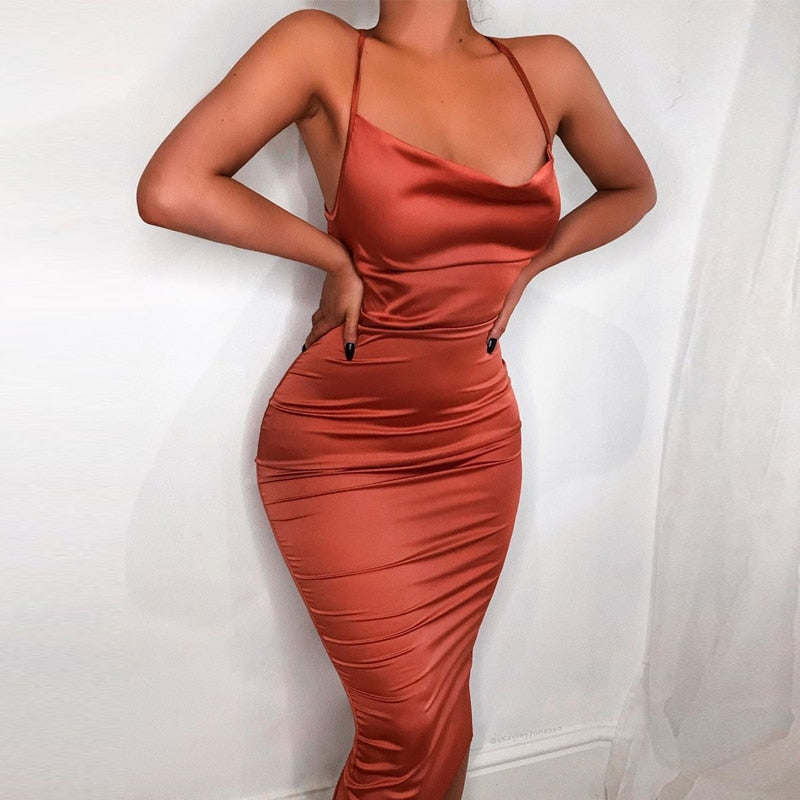 women bodycon long midi dress sleeveless elegant