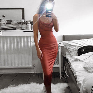 women bodycon long midi dress sleeveless elegant