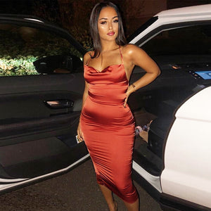 women bodycon long midi dress sleeveless elegant