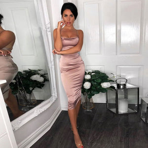women bodycon long midi dress sleeveless elegant