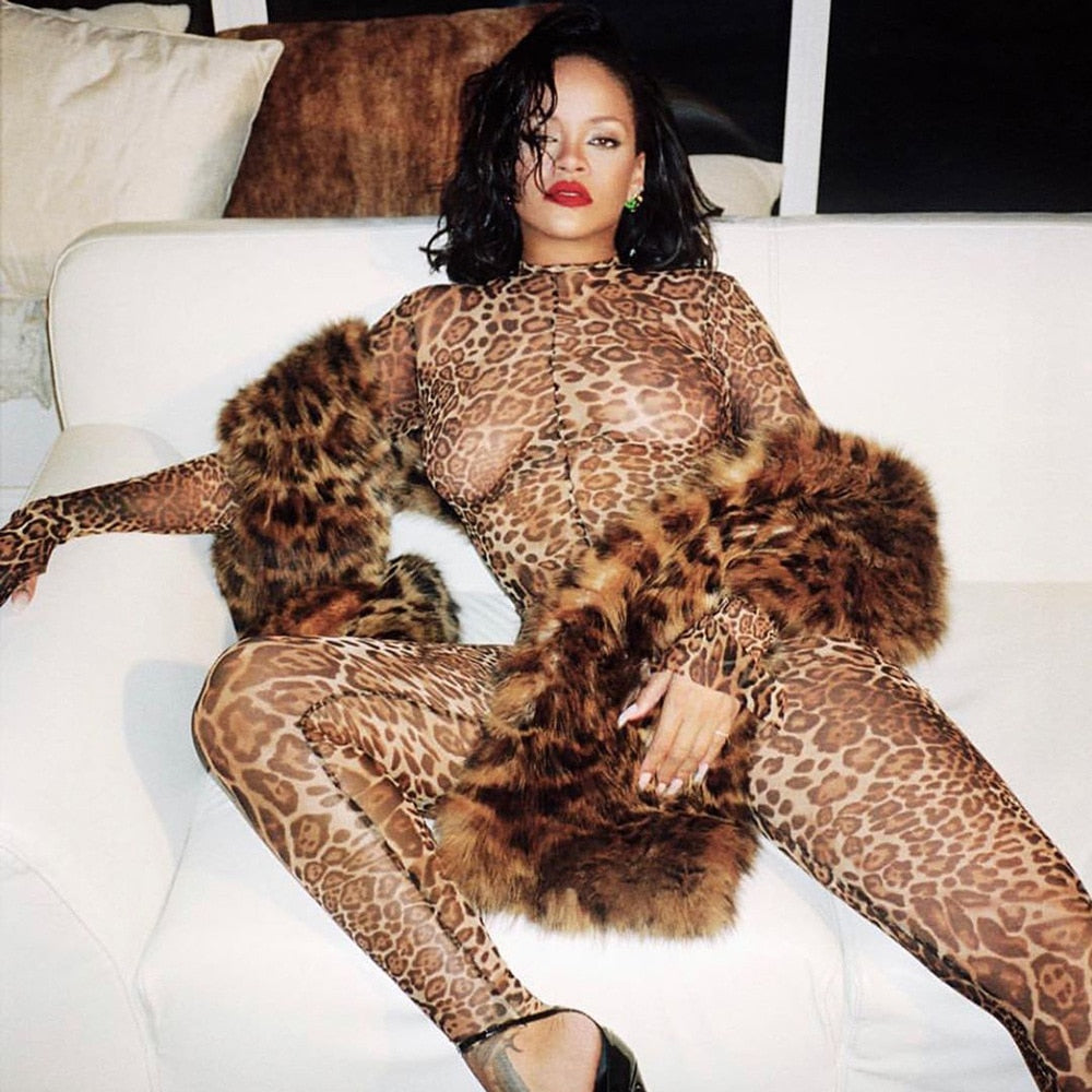 see through transparent leopard print sexy women