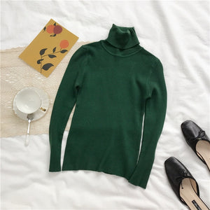 Sweater Women Long Sleeve Turtleneck Slim