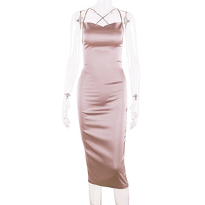 women bodycon long midi dress sleeveless elegant