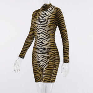 women playsuit animal print leopard tiger bodycon streetwear