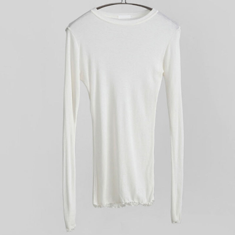 t-shirt women elastic cotton and long sleeves